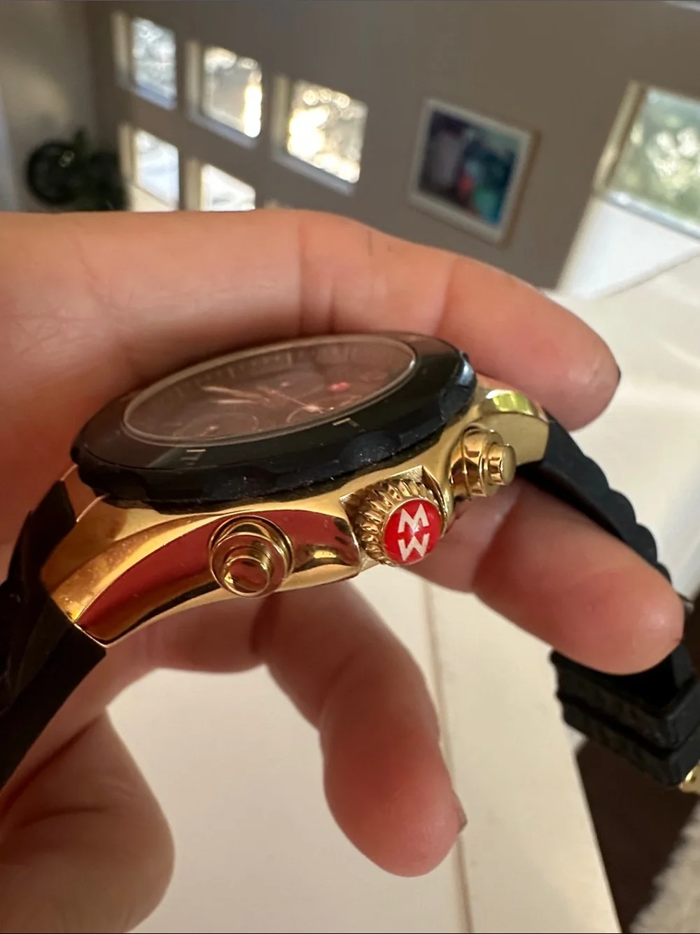 Michele black & gold Tahitian jelly watch